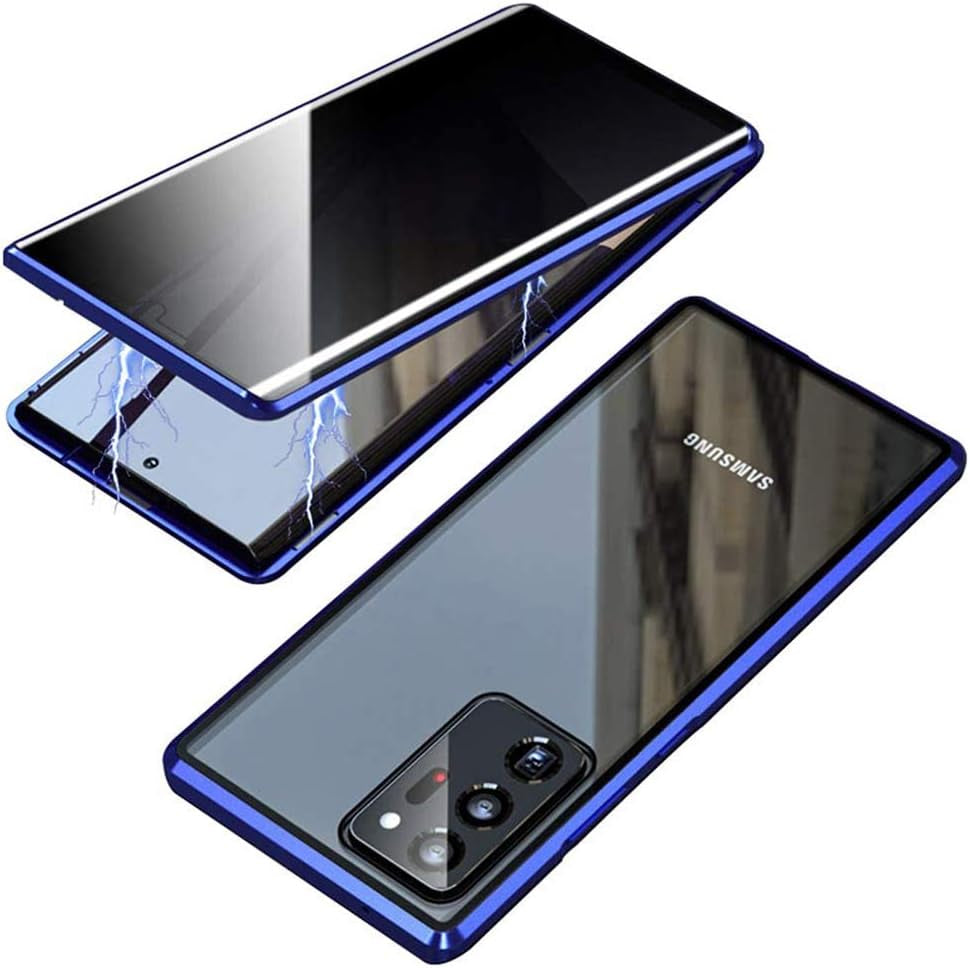 Galaxy Note 20 Ultra Case,Shinetop Privacy Anti-Peeping Magnetic Adsorption Case Metal Frame Front & Back Tempered Glass Flip Anti-Spy Cover Protective Case for Samsung Galaxy Note 20 Ultra (6.9 Inch)  Shinetop Blue  