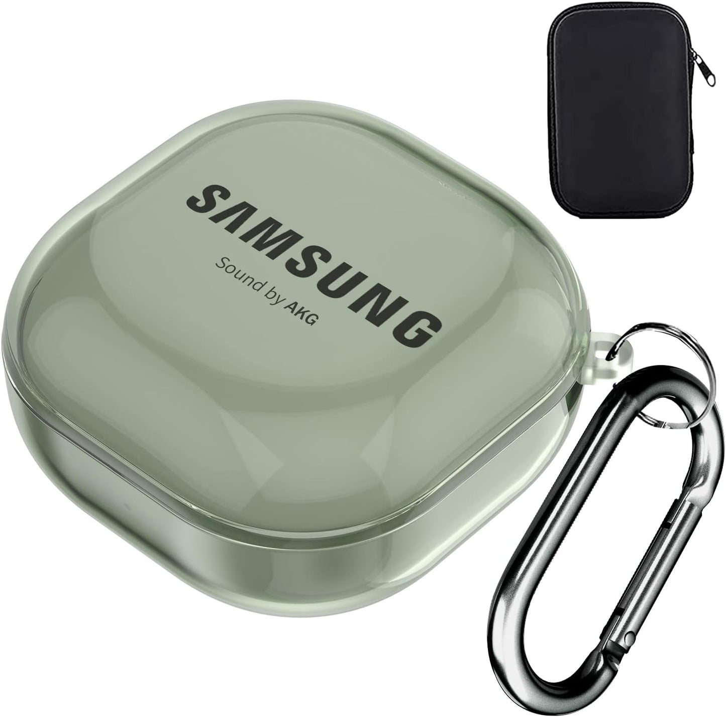 AIIKO Compatible Galaxy Buds 2 Pro Case 2022/Galaxy Buds 2/Pro Case 2021 /Galaxy Buds Live Case 2020 Clear Soft TPU Shockproof Case Protective Cover for Samsung Earbuds with Keychain - Glitter Clear  AIIKO Clear Green m 