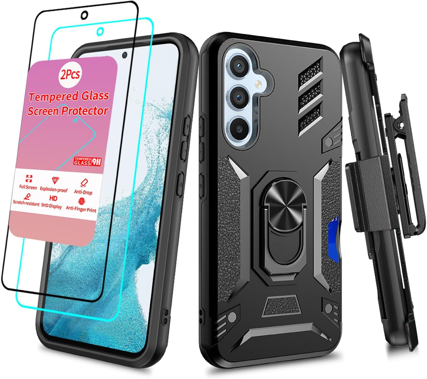 Case for Samsung Galaxy A53 Case with Screen Protector Samsung Galaxy A53 Case with Clip Galaxy A53 Case with Kickstand Military Grade Heavy Duty Camo Case for Samsung Galaxy A53 Men Women (Blue)  huiyi Black For A54 For A54 