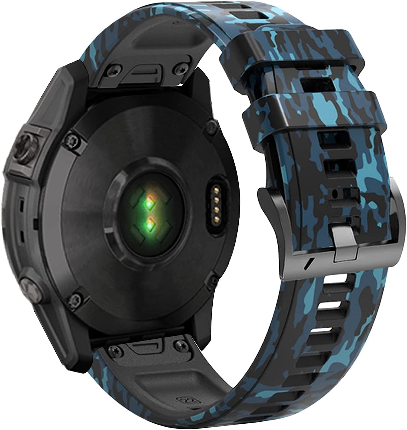 Bandkids 26Mm Camouflage Band for Garmin Fenix 5X /Fenix 6X /Fenix 7X Watch Band,Soft Silicone Waterproof Sport Quickfit Watch Bands for Garmin Fenix 6X Pro/5X Plus/Fenix 3/3 Hr/Enduro/Tactix Delta  Bandkids Blue  