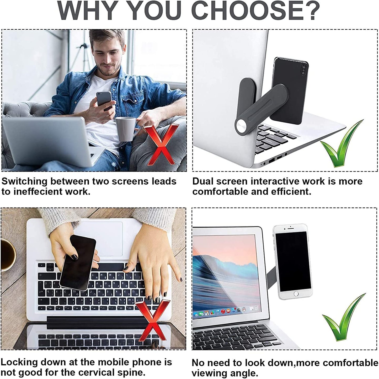 Magnetic Laptop Phone Holder Adjustable Mount Clip for Laptop (Grey)  Shenzhen Leshiya Industrial Co., Ltd.   