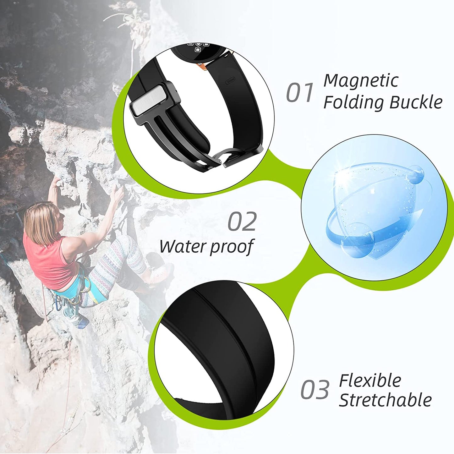 Mackpoimer Magnetic Bands for Garmin Venu/Vivoactive 3 Watch Band, 20Mm Silicone Wristband with Adjustable Magnetic Folding Buckle for Garmin Venu Sq, Vivoactive 3 Music, Forerunner 645/245 Music  MAKCPOIMER   