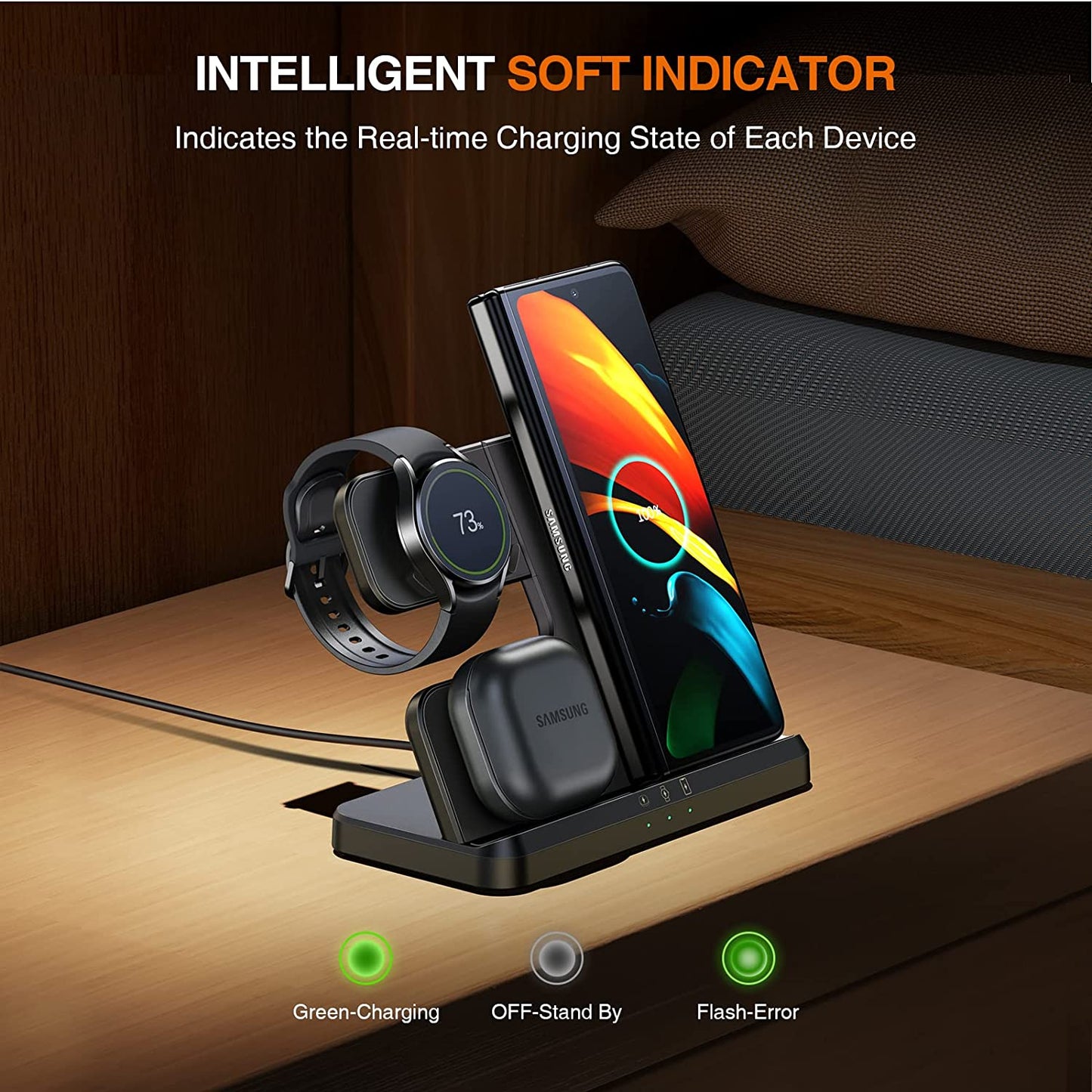 LK Wireless Charging Station for Samsung - 3 in 1 Wireless Charger Compatible for Samsung S23 Ultra plus S22 S21 S20 Note20 Z Flip 4/3 Z Fold,Galaxy Watch 5/5 Pro/4/3 Galaxy Buds  Shenzhen Smacat Electronic Technology Co.,Ltd   