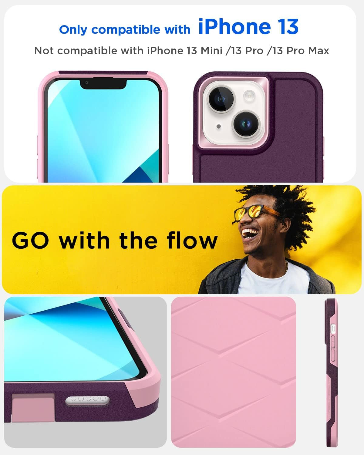 Aicase for Iphone 13 Case with Glass Screen Protector,Heavy Duty Drop Protection Full Body Rugged Shockproof Military Protective Tough Durable Cover for Iphone 13 6.1"_4  AICase   