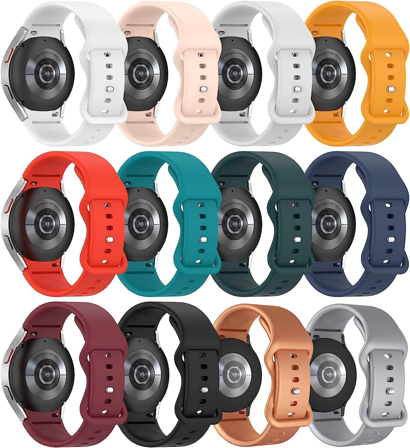 12 Pack Gapless Bands Compatible for Samsung Galaxy Watch 4 / Watch 5 Band 40Mm 44Mm / Galaxy Watch 5 Pro 45Mm/ Classic 4 46Mm 42Mm,Rose Gold Silver Silicone Replacement Wristbands Strap for Women Men  Areziir   