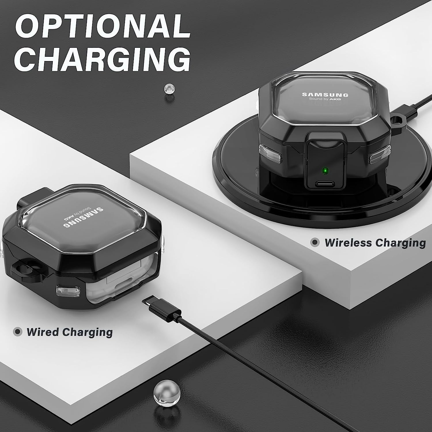 (With Secure Lock) Clear Case Cover for Galaxy Buds 2 Pro Case(2022) /Galaxy Buds Pro Case(2021) /Galaxy Buds 2 Case (2021) /Galaxy Buds Live Case(2020) with Keychain/Zipper Box/Brush -Clear Black  Galafoki   