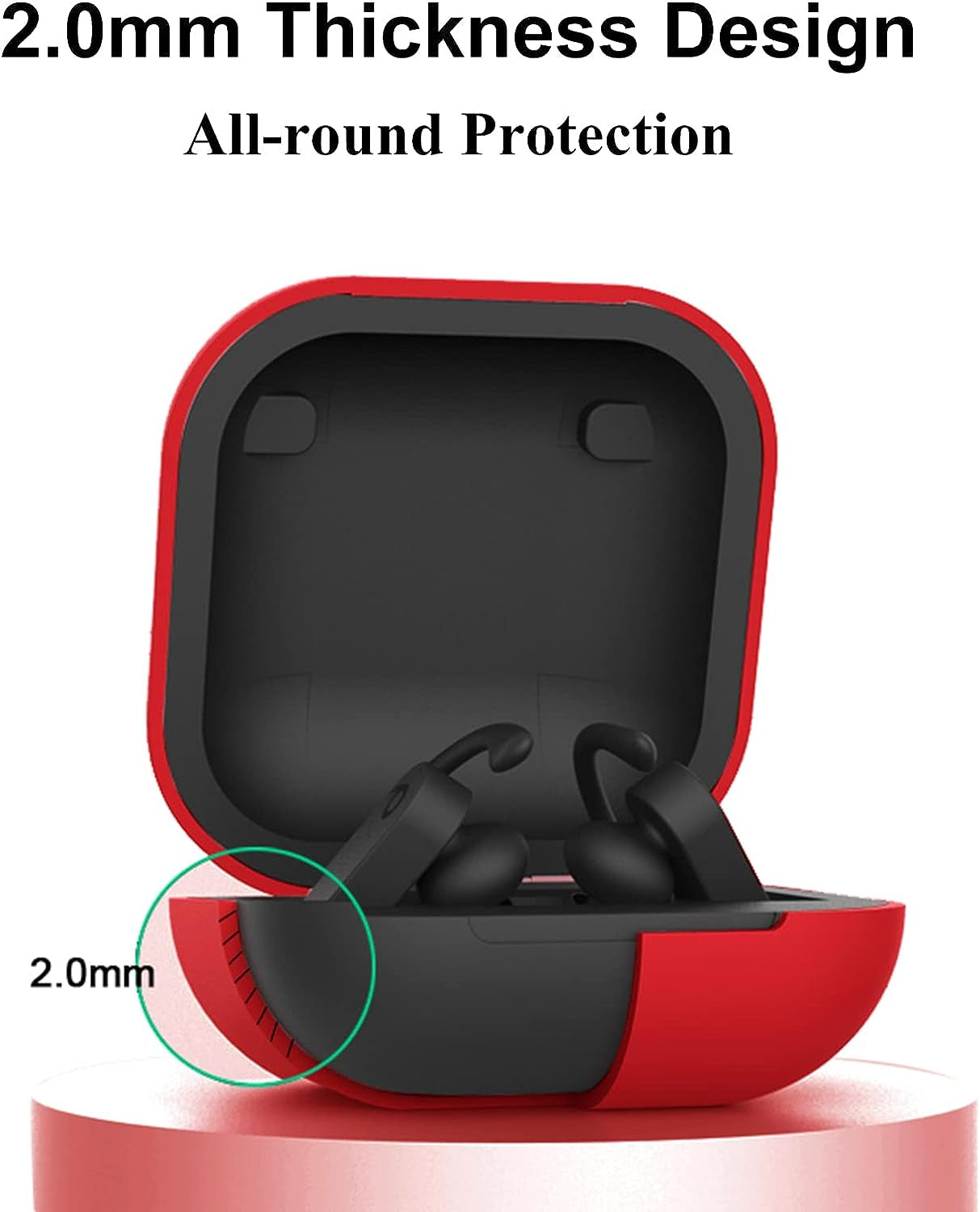 Powerbeats Pro Case Cover, VAEKNVG Soft Silicone Case for Beats Powerbeats Pro Wireless Earbuds Shockproof Protective Earbuds Case with Carabiner Accessories(Red)  VAEKNVG   