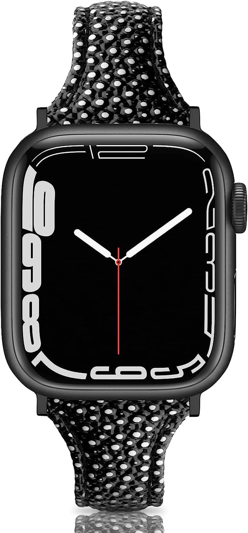 Eyamumo Leather Band Compatible for Apple Watch Band 38Mm 40Mm 41Mm, Slim Thin Elegant Genuine Leather Strap Compatible for Iwatch Series 8, 7, 6, 5, 4, 3, 2, 1, SE, Sport & Edition for Women  Eyamumo Stingrayblack / Black Adapter 38mm / 40mm / 41mm 