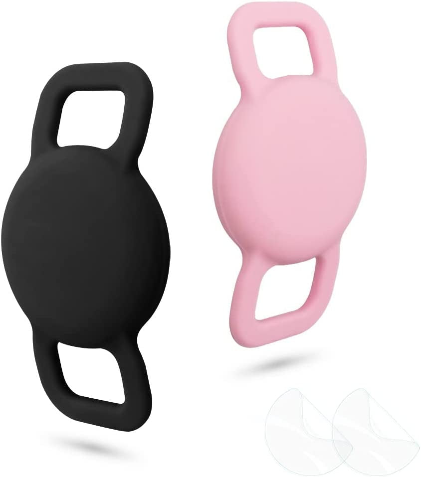 WHALEZON Airtag Cat Collar Holder, Small Air Tag Dog Collar Holder Compatible with Apple Tag, Anti-Lost Pet Tracker Cases Fit on Puppy Collars 3/8" 5/8"  WHALEZON A5 Black, Pink  