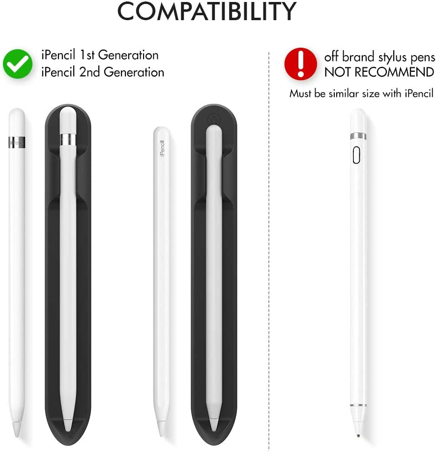 Ahastyle Removable Ipencil Holder [Magnetic Attach] Strong Adhesive Holder Sticker Silicone for Apple Pencil 1St & 2Nd Generation (Black)  AHASTYLE   