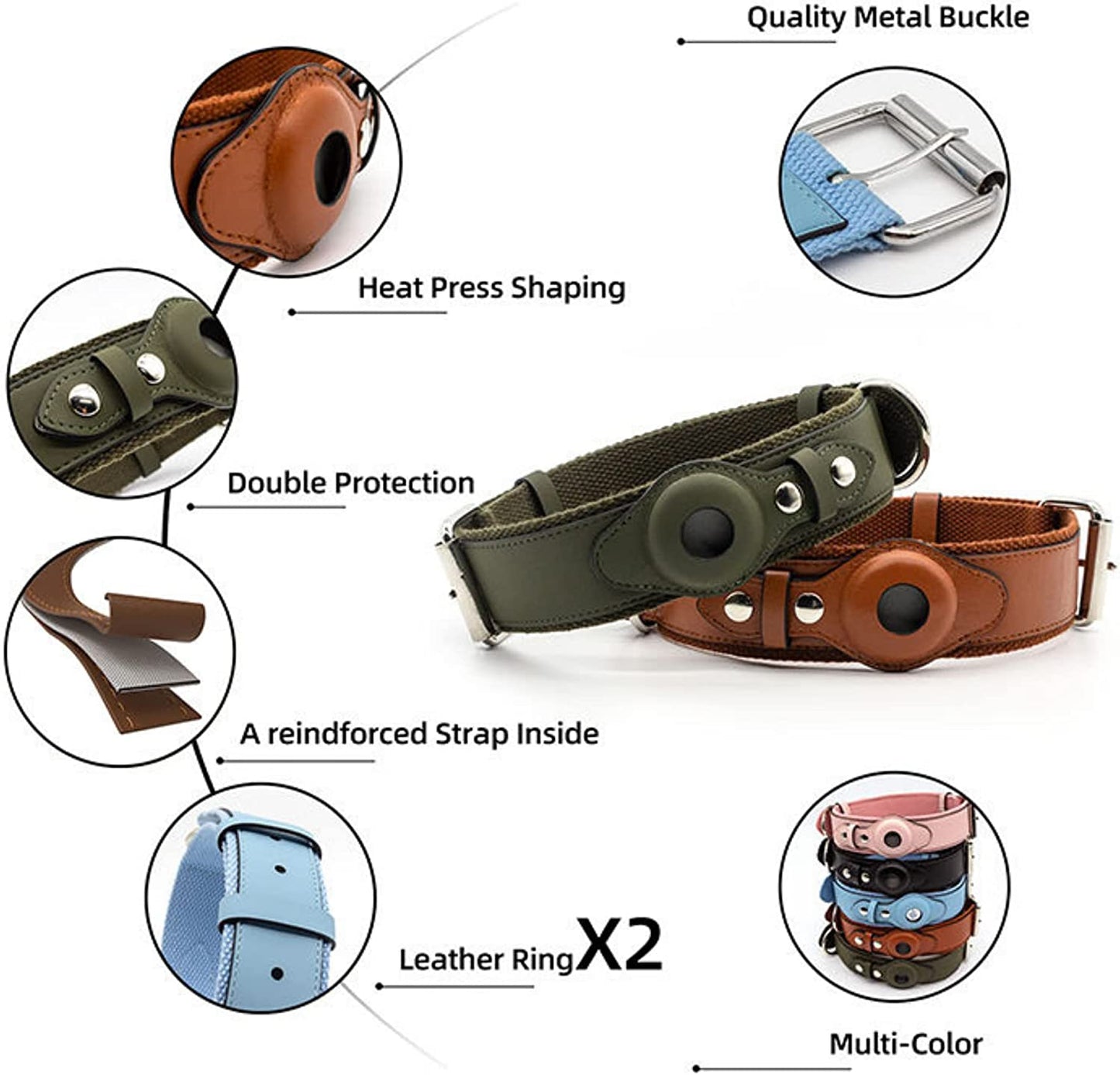 Krazytag Airtag Dog Collar – Premium Soft PU Leather Collar with Built-In Tag Space – Luxurious Airtag Holder for Dogs and Cats – Play-Proof Design (Medium, Black)  KrazyTag   