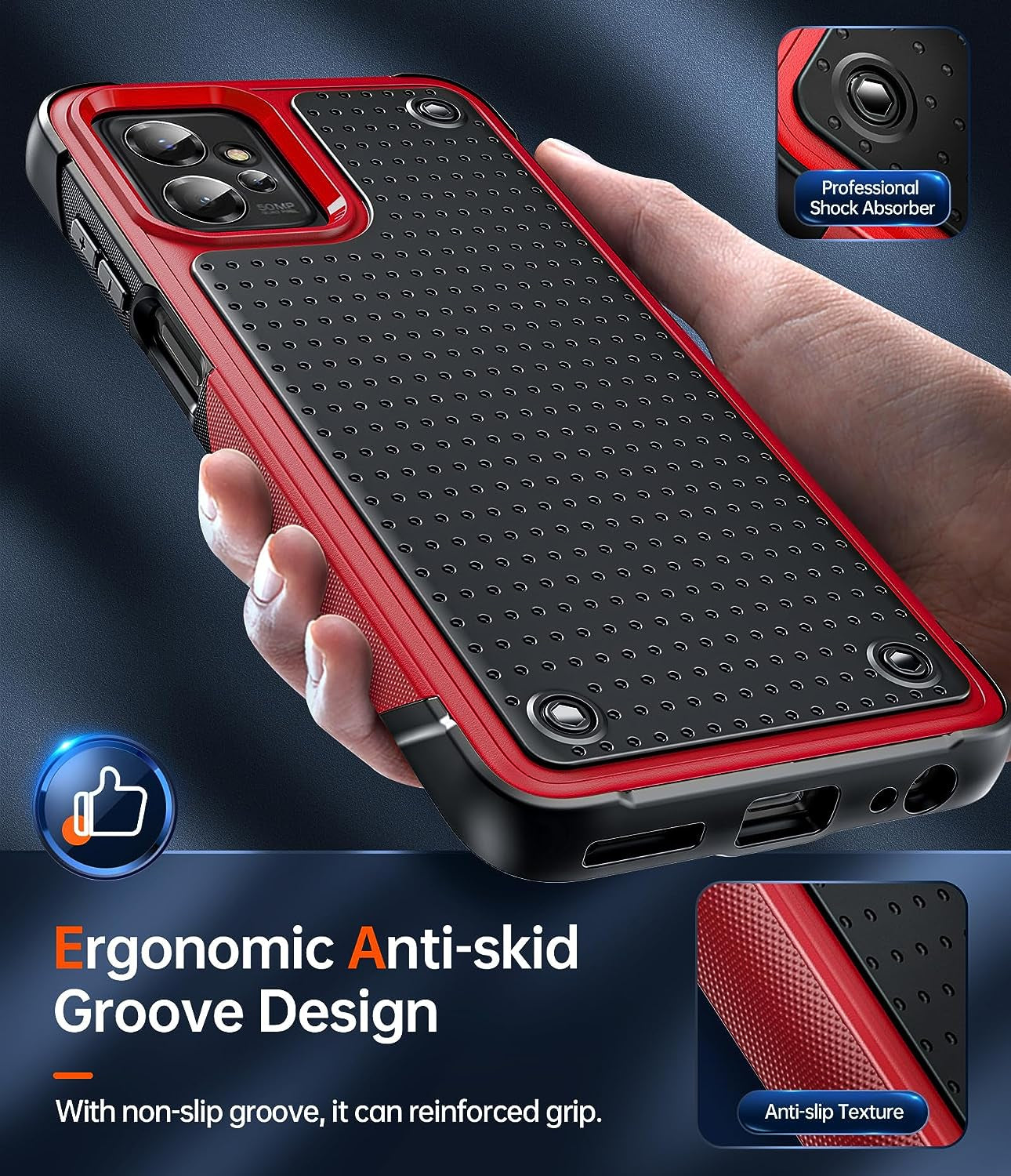 Leyi for Motorola-G-Power Case 2023 (XT2311): Moto G Power Phone Case with HD Screen Protectors, Heavy Duty Dual Layer Hard PC Textured Back & Soft Bumper Cover Case for Motorola G Power 2023, Red  LeYi   