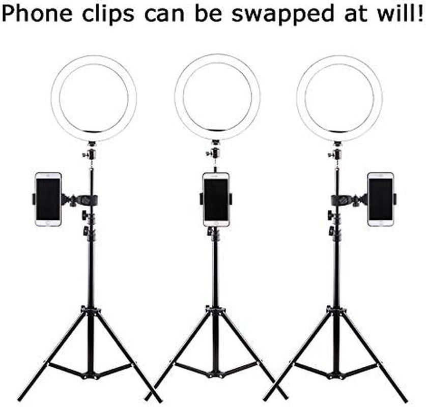 Ring Light with Stand OEBLD Selfie Light Ring with Iphone Tripod and Phone Holder (D(10.2''Ring Light & 63''Tripod))  OEBLD   