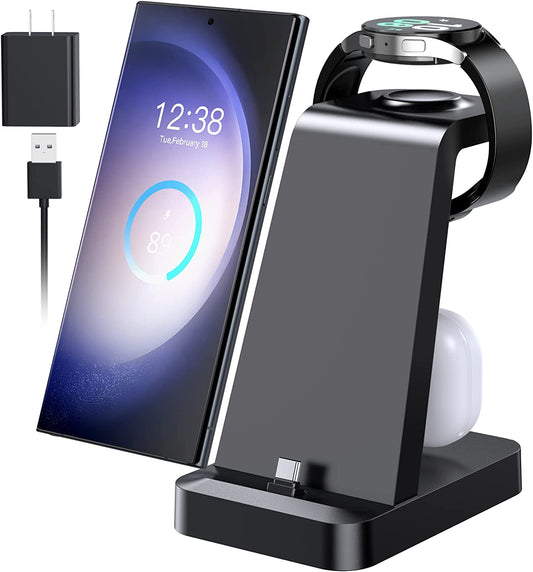Charging Station for Samsung: 3 in 1 Fast Charger Station for Samsung S23 Ultra S22 S21 Note20 10 Z Flip Z Fold - Wireless Watch Charger for Galaxy Watch 5 Pro 4 3, Galaxy Buds Charging Dock Stand  SHENZHEN GTL TECHNOLOGY CO .,LTD   