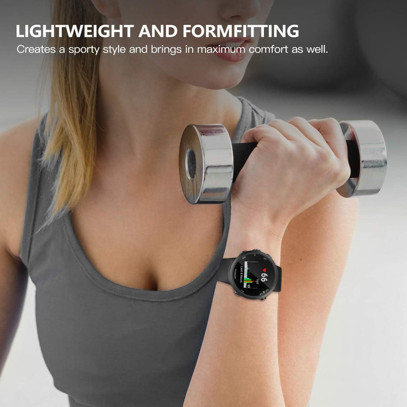 Timovo Band Compatible with Garmin Forerunner 45, Soft Silicone Band Adjustable Replacement Watch Strap Fit Garmin Forerunner 45 - Black  TiMOVO   