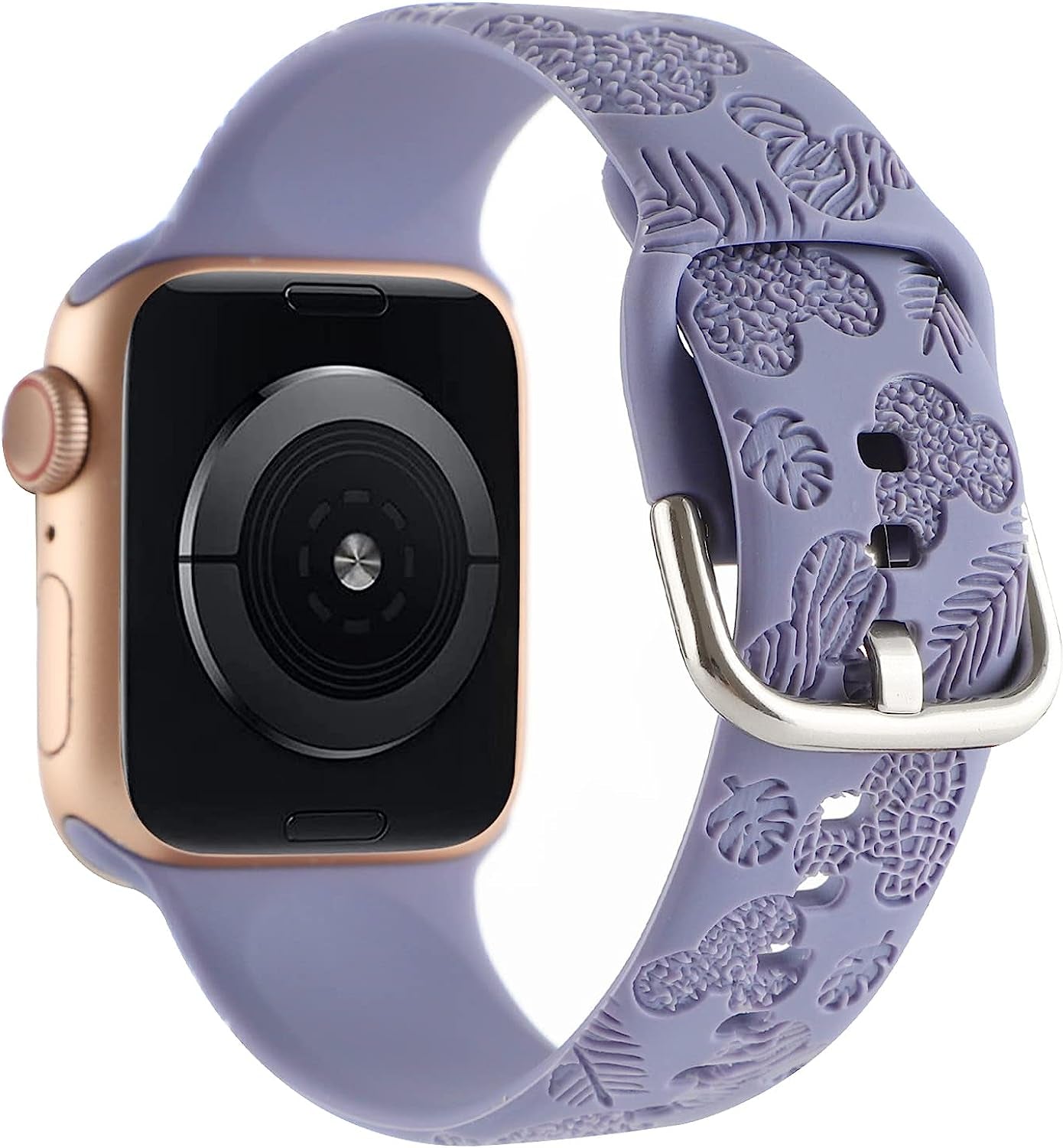 Cartoon Leopard Zebra Engraved Silicone Watchband Cute Soft Strap Sport Bracelet Band Compatible with Apple Watch Series 8 7 6 5 4 3 2 1/SE Ultra  Gadgetisan Lavender Gray 42/44/45/49 mm 