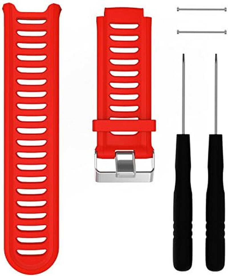 QGHXO Band for Garmin Forerunner 910XT, Soft Silicone Replacement Watch Band Strap for Garmin Forerunner 910XT Sport Watch, Fits 6.0 Inches-8.1 Inches Wrist  QGHXO Red  