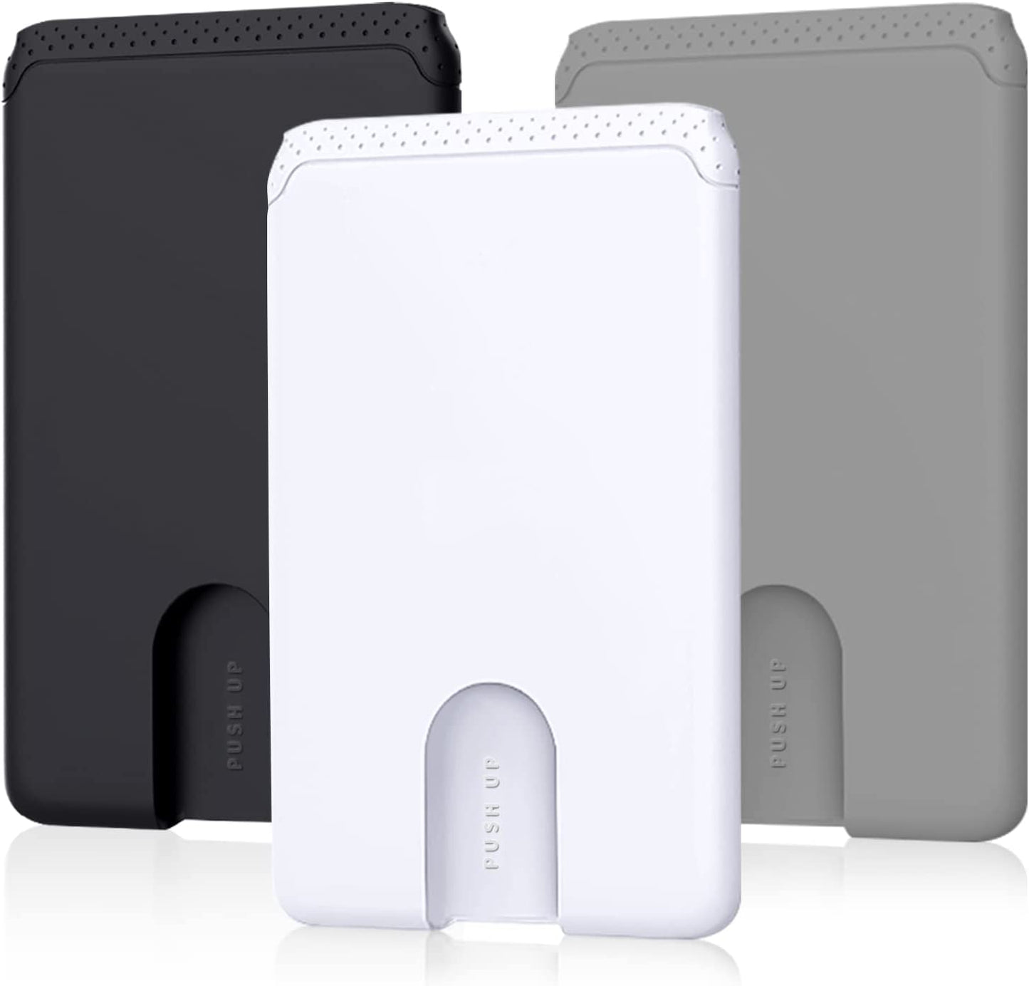 SHANSHUI Magnetic Wallet for Magsafe, Ultra Slim Magnetic Card Holder for Back of Phone Wallet Premium Silicone Anti-Drop Credit Card Holder Fitting for Iphone 14/13/ 12 Series & Magsafe Case  SHANSHUI Black, Grey, White x 3 PCS Adhesive 