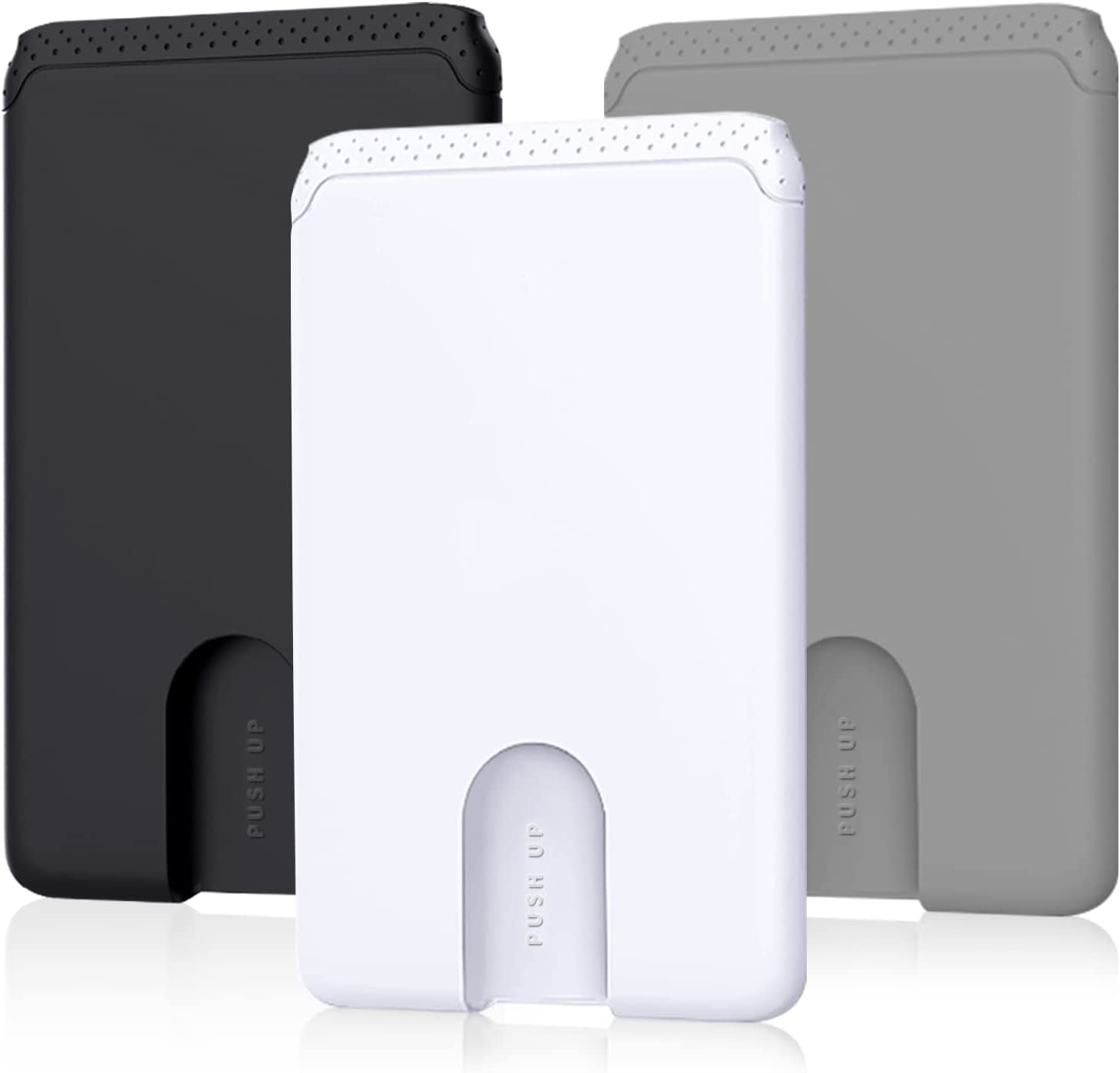 SHANSHUI Magnetic Wallet for Magsafe, Ultra Slim Magnetic Card Holder for Back of Phone Wallet Premium Silicone Anti-Drop Credit Card Holder Fitting for Iphone 14/13/ 12 Series & Magsafe Case  SHANSHUI Black, Grey, White x 3 PCS Adhesive 