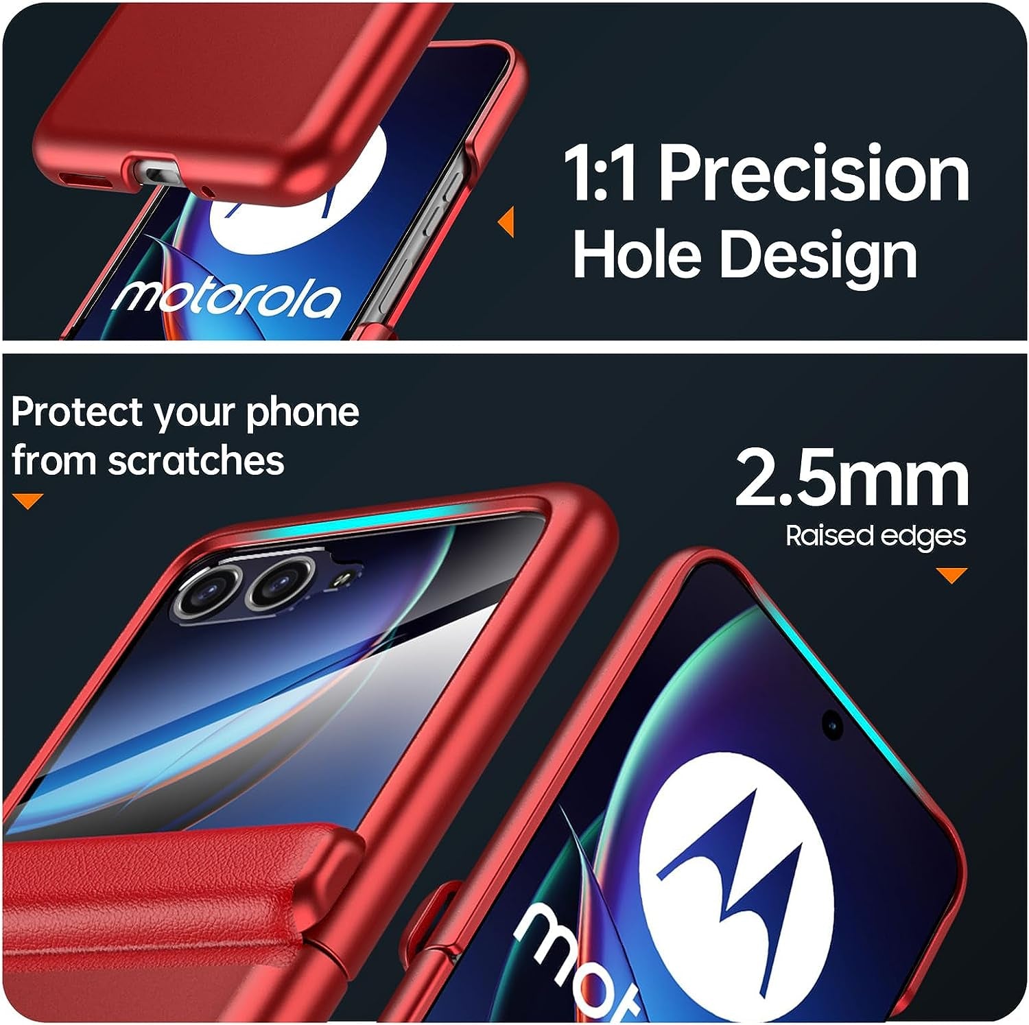 BSNRM for Motorola Razr plus Case, Built-In Screen Protector & Magnetic Hinge Protection & Ultra Thin Matte PC Shockproof Phone Cover Smartphone Case for Moto Razr plus 2023(Red)  BSNRM   