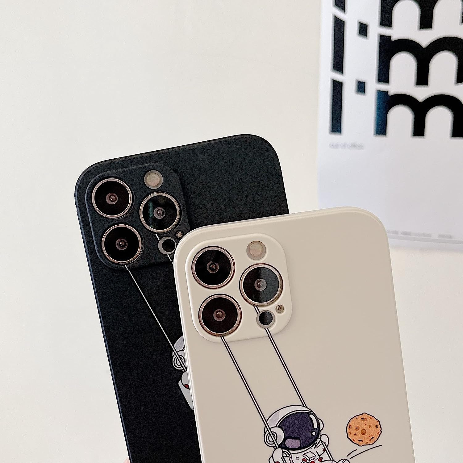 Yonds Queen for Iphone 13 Mini Cute Case, Cool Cartoon Swing Astronaut Planet Moon Design Stylish Soft TPU Bumper Shockproof Anti-Slip Protector Case (Iphone 13 Mini, Black Planet)  Yonds Queen   