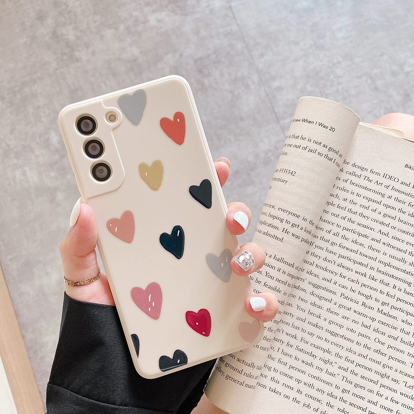 ZTOFERA Compatible with Samsung Galaxy S22 plus 5G Case, Soft Silicone Shockproof Protective Bumper Case Cute Hearts Pattern Girls Women Back Phone Cover for Samsung Galaxy S22 plus 5G, Beige  ZTOFERA   