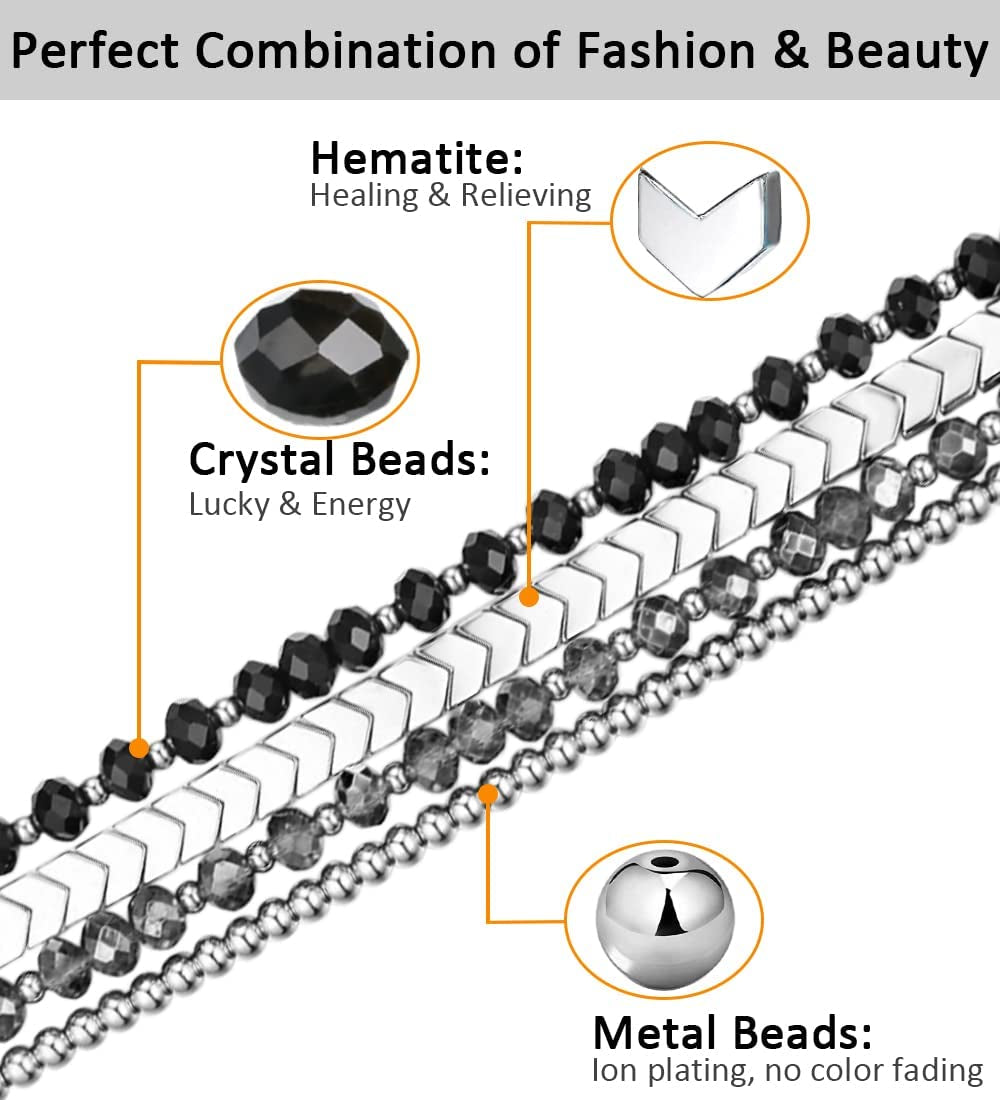 Fastgo Bracelet Band Beaded Compatible with Apple Watch 38Mm 40Mm 41Mm 42Mm 44Mm 45Mm 49Mm Women, Fashion Elastic Stretch Strap Bands for Iwatch SE &Series Ultra 8 7 6 5 4 3 2 1(Black/Sliver/Grey,S/M)  fastgo   