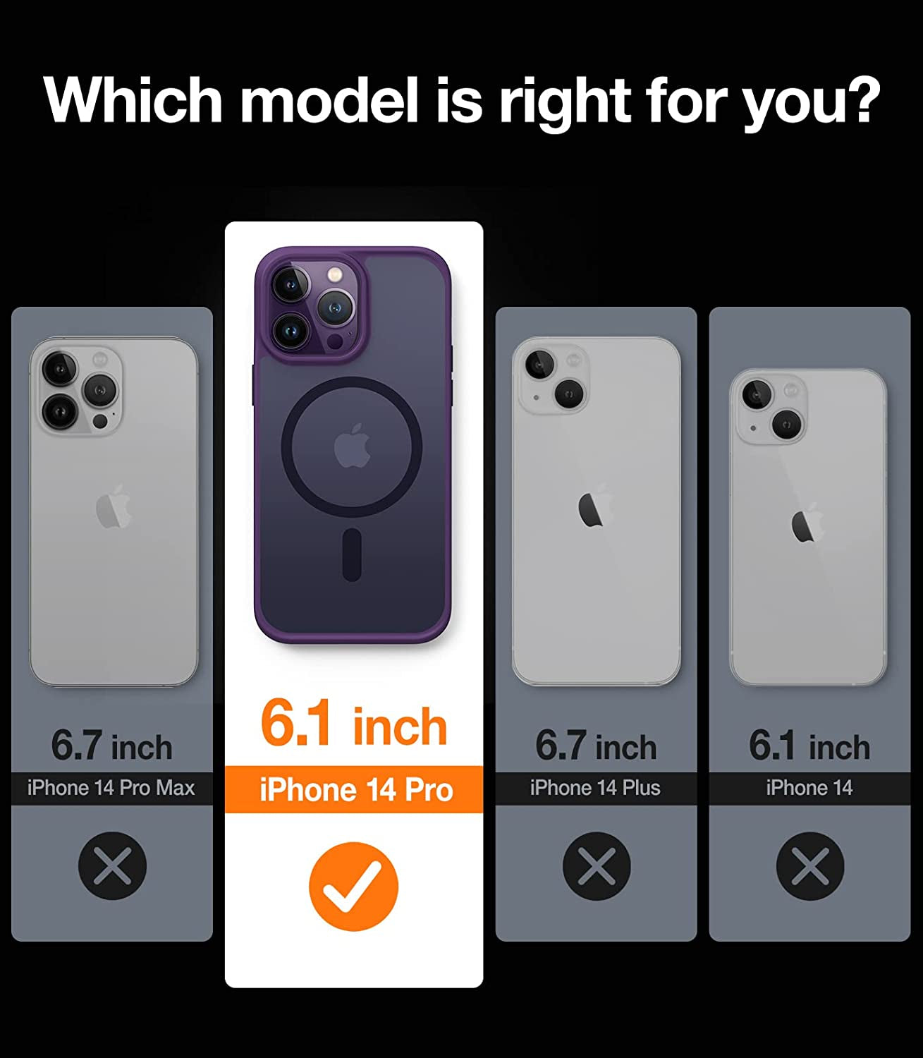 TORRAS Magnetic Designed for Iphone 14 Pro Case, Military Grade Drop Tested, Compatible with Magsafe, Slim Protective Matte Silicone for Iphone 14 Pro Phone Case, 6.1", Translucent Back/Purple Edge  TORRAS   