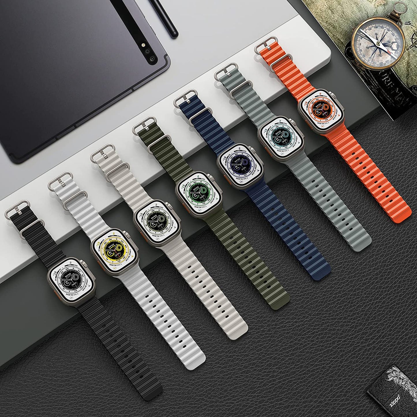 Ocean Bands Compatible with Apple Watch Band 49Mm 45Mm 44Mm 42Mm 41Mm 40Mm 38Mm Men Women, Adjustable Soft Breathable Replacement Sport Strap with Buckle for Iwatch Ultra Series 8 7 6 5 4 3 2 1 SE  HONORICH   