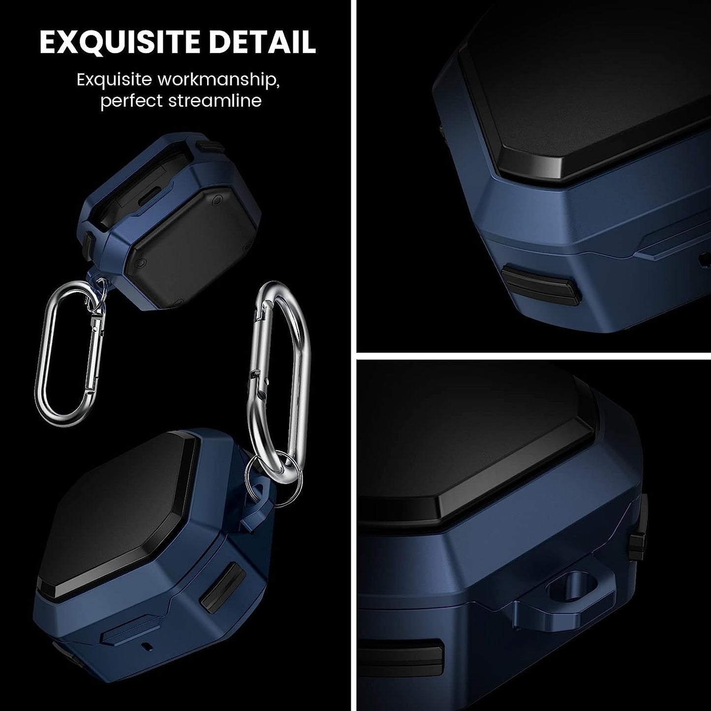 Goton Armor Case Compatible for Galaxy Buds 2 Case (2021)/ Galaxy Buds Pro Case (2021) / Galaxy Buds Live Case (2020) Hard PC Shockproof Case Protective Cover with Keychain (Mystic Blue)  Goton   