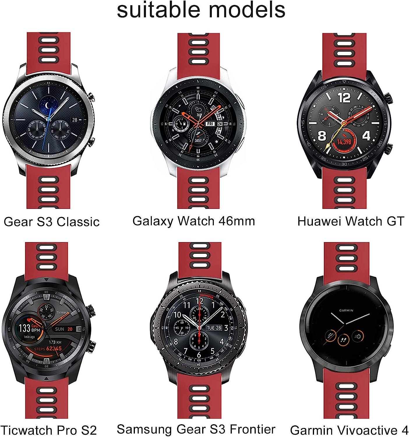 ISABAKE Soft Silicone Garmin Watch Strap for Garmin Vivoactive 3/Samsung Galaxy Active 2/Garmin Forerunner 245/245 Music 645/Forerunner 645 Music  ISABAKE   