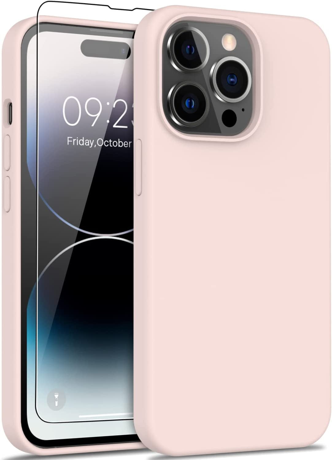 DEENAKIN Iphone 14 Pro Case with Screen Protector,Soft Flexible Silicone Gel Rubber Bumper Cover,Slim Fit Shockproof Protective Phone Case for Iphone 14 Pro 6.1" Black  DEENAKIN Light Pink Iphone 14 Pro Max 6.7"(Large) 