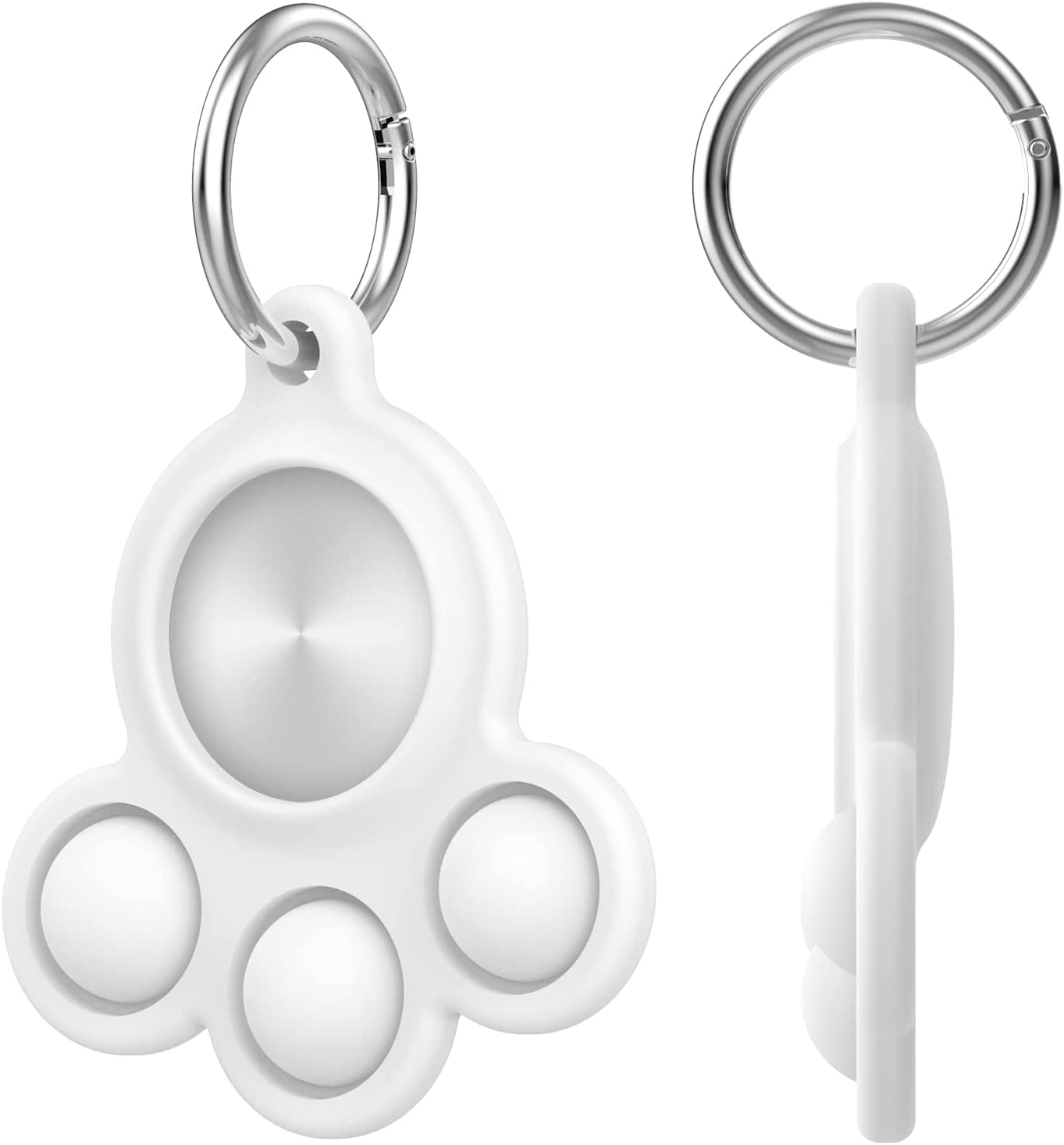 2 Pack Airtag Holder Compatible for Apple Air Tag Case Silicone Pet Dog Cat Collar and Kids Pop Bubble Fidget Sensory Toys Anti-Scratch (Black and White)  D&E Imports Inc.   