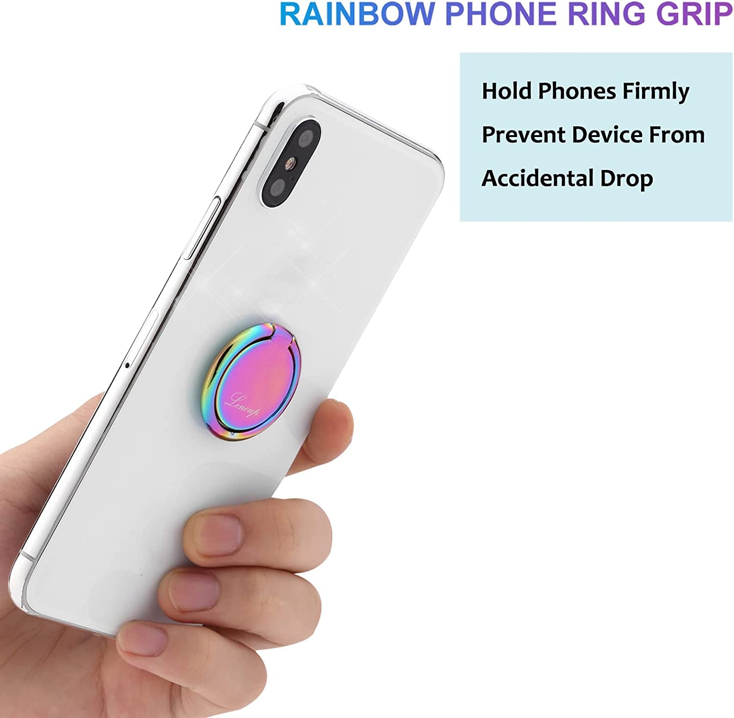 Lenoup Rainbow Cell Phone Ring Stand Holder,Purple Multicolor Ring Grip Kickstand,360 Rotation Metal Finger Ring for Almost All Phones,Pad  lenoup   