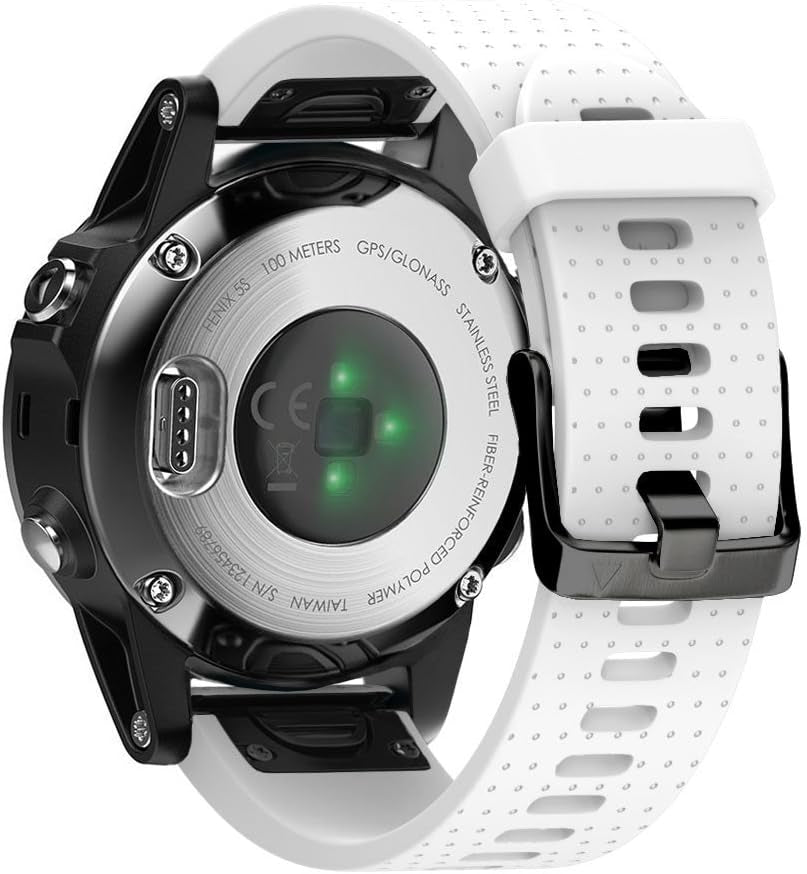 ANCOOL Compatible with Fenix 5S Bands Easy Fit 20Mm Silicone Watch Bands Replacement for Fenix 7S/D2 Delta S/Fenix 6S/Fenix 6S Pro/Fenix 5S plus Smartwatches (Black)  ANCOOL Black Buckle-White  