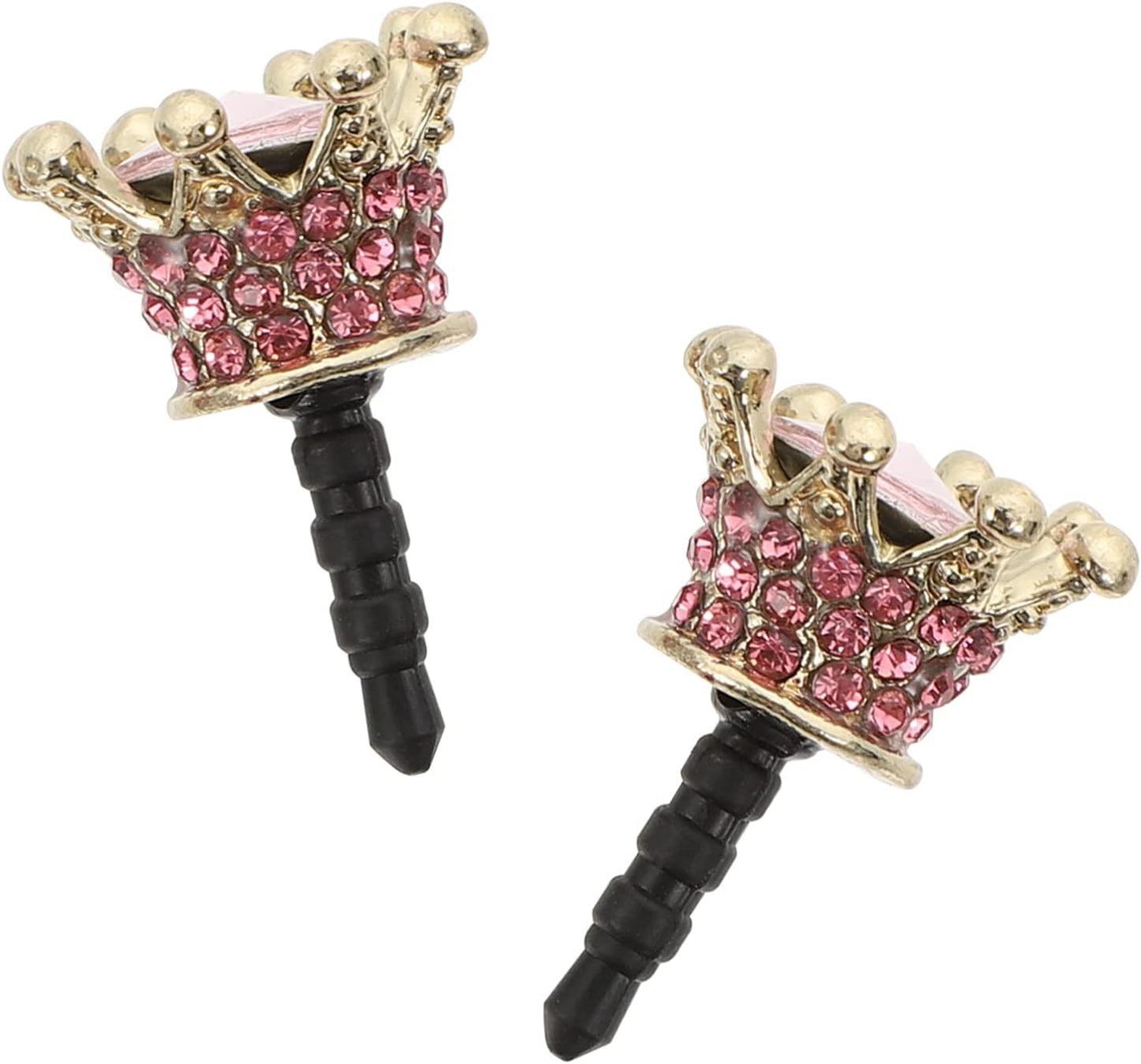 Hemobllo 2Pcs Earphone Jack Plug Crown Earphone Jack Stopper Rhinestone Dust Caps DIY Phone Accessories for 3. 5MM Headphone (Sky Blue)  Hemobllo Pink  