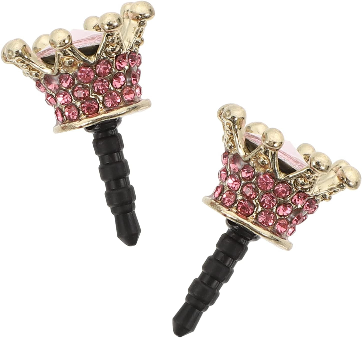 Hemobllo 2Pcs Earphone Jack Plug Crown Earphone Jack Stopper Rhinestone Dust Caps DIY Phone Accessories for 3. 5MM Headphone (Sky Blue)  Hemobllo Pink  