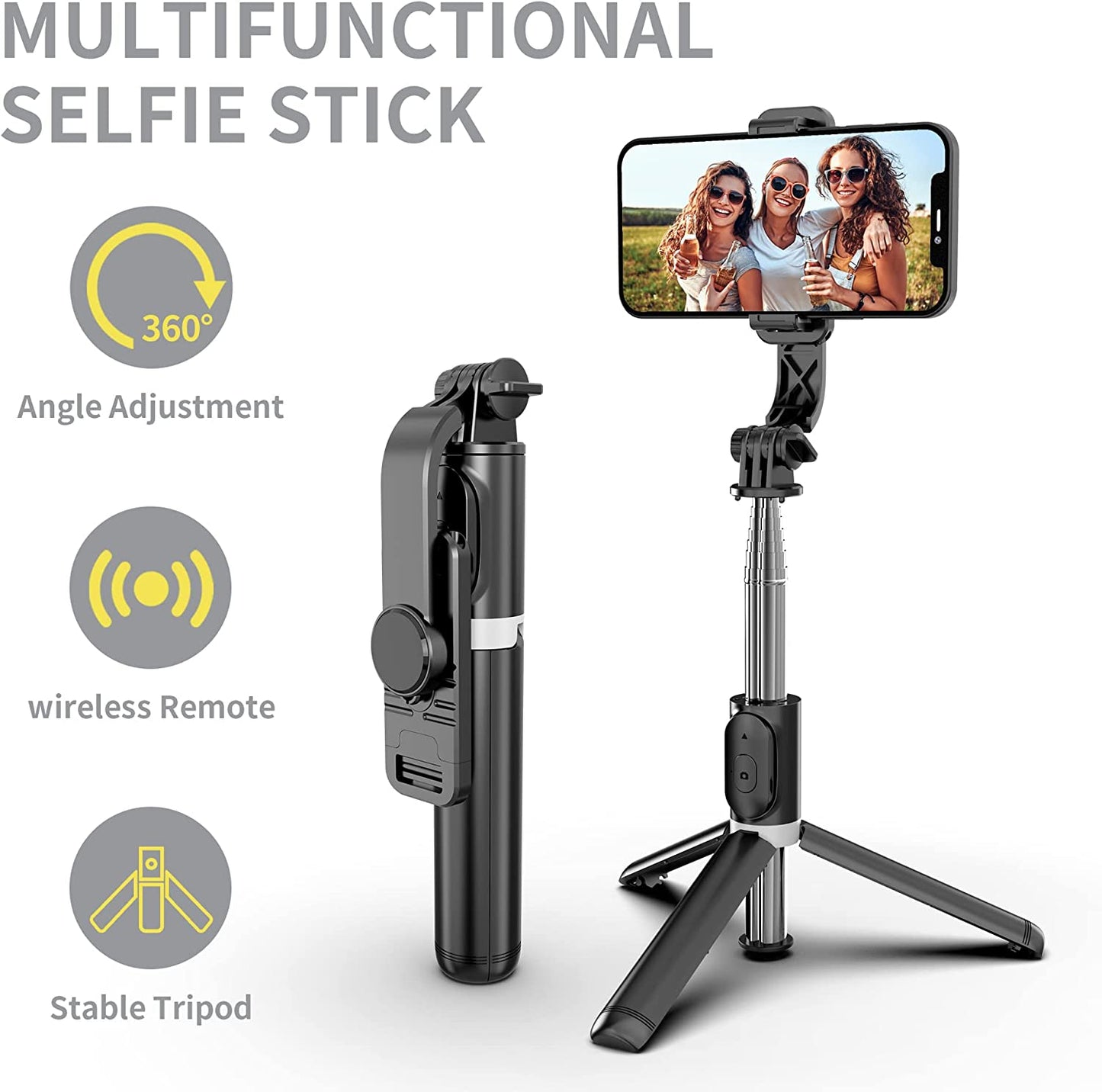 Selfie Stick Tripod, All in One Extendable & Portable Iphone Tripod Selfie Stick with Wireless Remote Compatible with Iphone 14 13 12 11 Pro Xs Max Xr X 8 7, Galaxy Note10/S20/S10/Oneplus 9/9 PRO Etc  LDP   