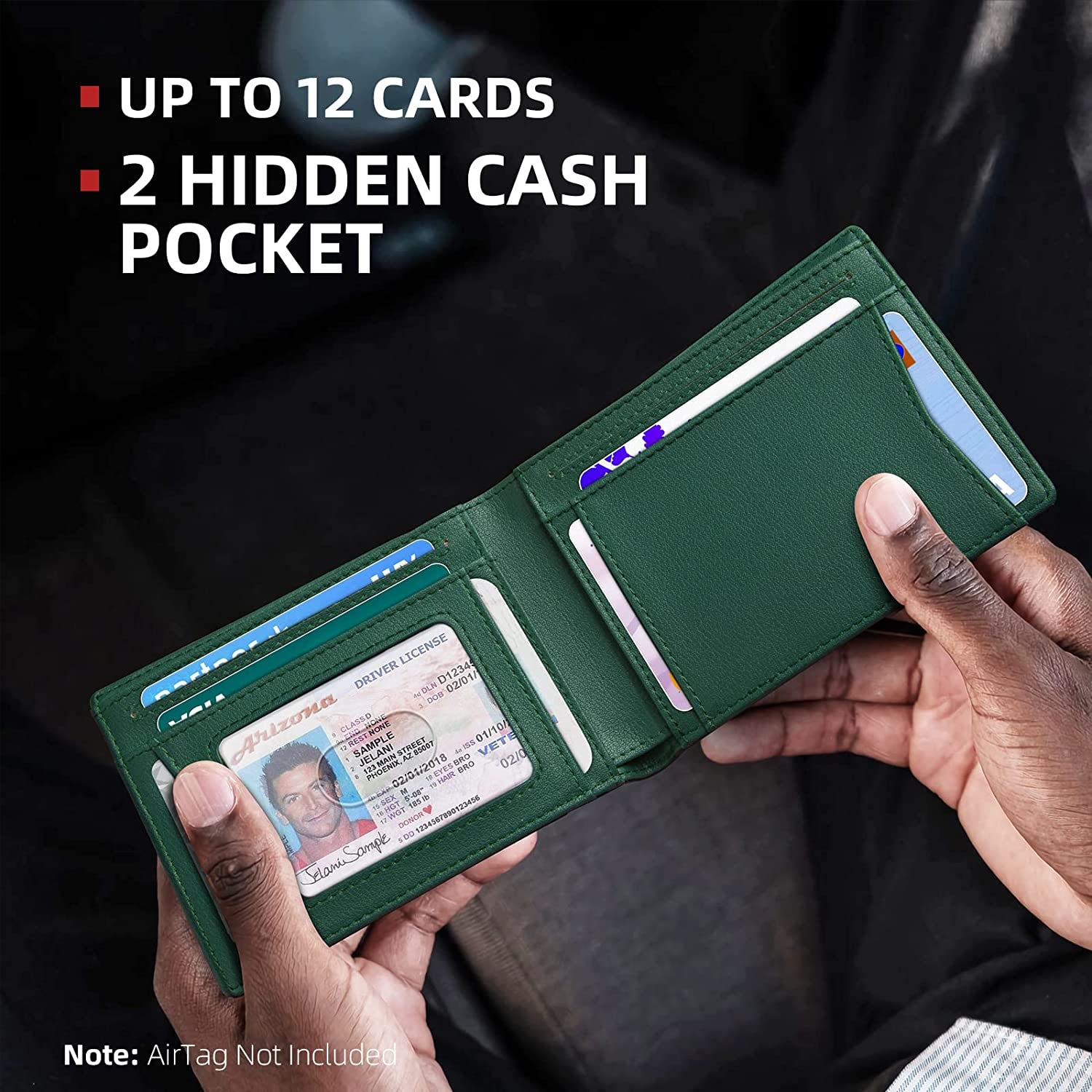 RUNBOX Airtag Wallet for Men-Mens Wallets with Slim Bifold-Air Tag Holder-Rfid Blocking Wallet-Id Window 12 Cards Gift for Men  RUNBOX   