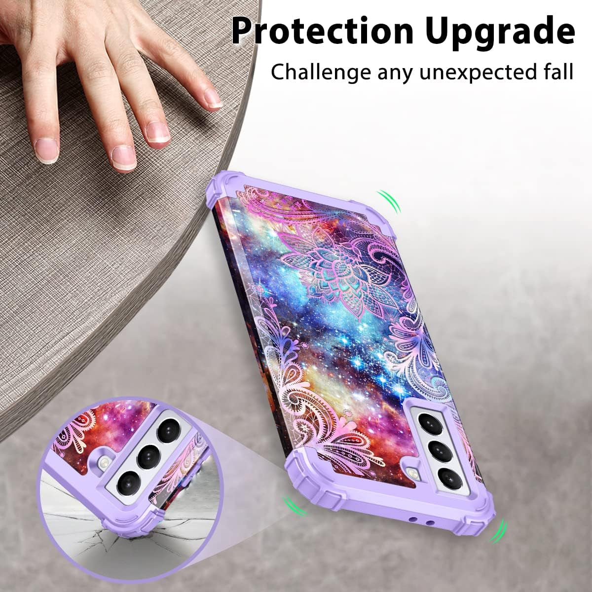 Rancase for Galaxy S21 5G Case,Three Layer Heavy Duty Shockproof Protection Hard Plastic Bumper +Soft Silicone Rubber Protective Case for Samsung Galaxy S21 5G 6.2 Inch,Purple Mandala  Rancase   