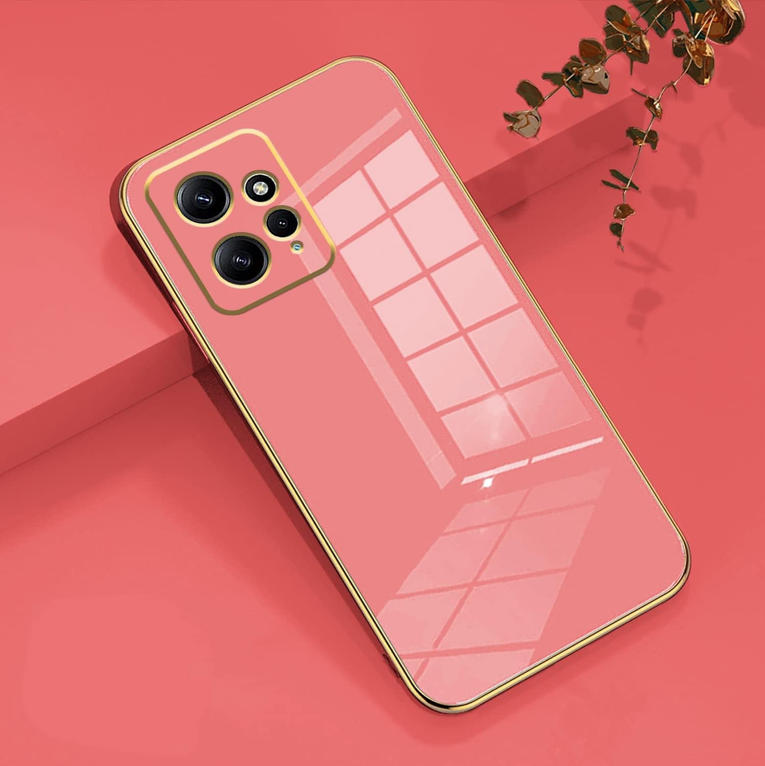 Wousunly Compatible with Redmi Note 12 4G Case Silicone Pink, Plating Xiaomi Redmi Note 12 4G Phone Case Shockproof Thin and Soft Cover (Red)  Wousunly   