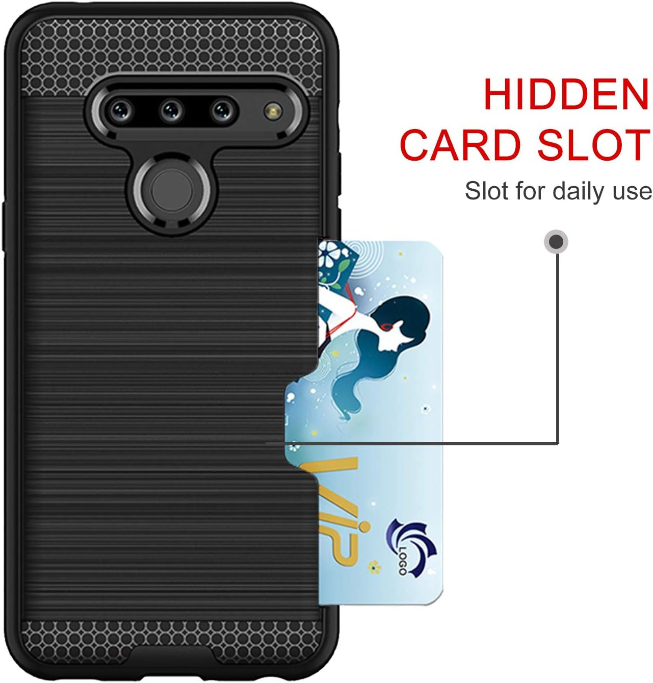 Case for LG G8, Thinq Case with Card Slot Holder, Shock Absorption Case Protective Cover for LG G8 (Black)  jia   