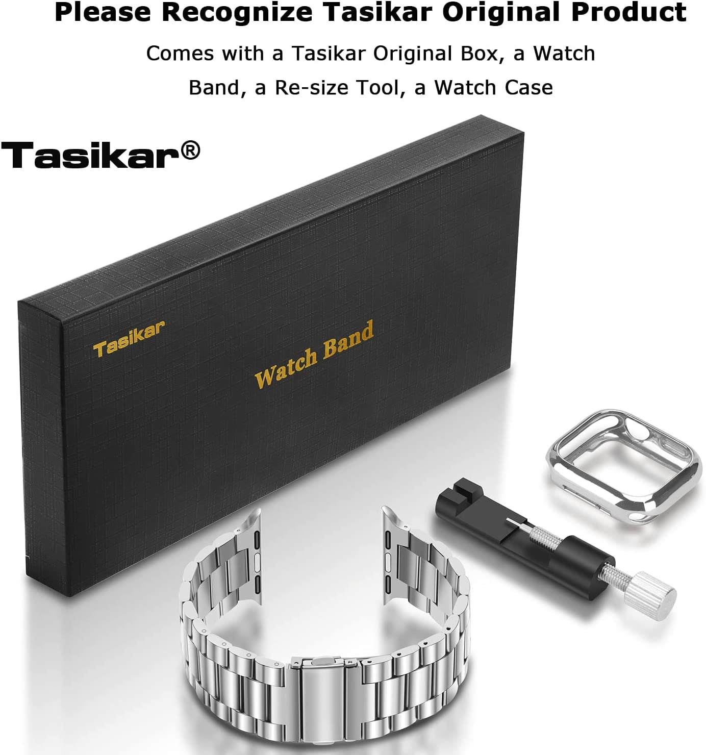 Tasikar Band Compatible with Apple Watch Band 49Mm 45Mm 44Mm 42Mm Premium Stainless Steel Metal Replacement Strap Compatible with Apple Watch Ultra Series 8 7 6 5 4 3 2 1 SE (Silver)  Tasikar   