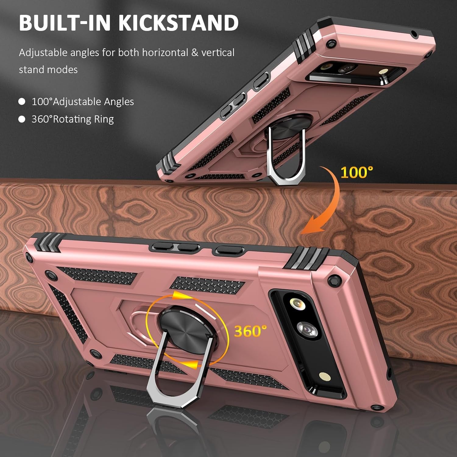 ADDIT Phone Case for Google Pixel 7A Case Pixel 7A Pink Case for Women Girl,With Kickstand Magnetic Ring Holder,Heavy Duty Protective Cover for Google Pixel 7A Rose Gold  ADDIT   