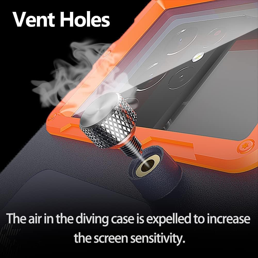 LANYOS Compatible for Samsung Galaxy and Iphone Series Professional [15M/50Ft] Diving Snorkeling SG Waterproof Case, Full Body with Built in Screen Protector Clear Cover (Second Generation Orange)  LY LANYOS   