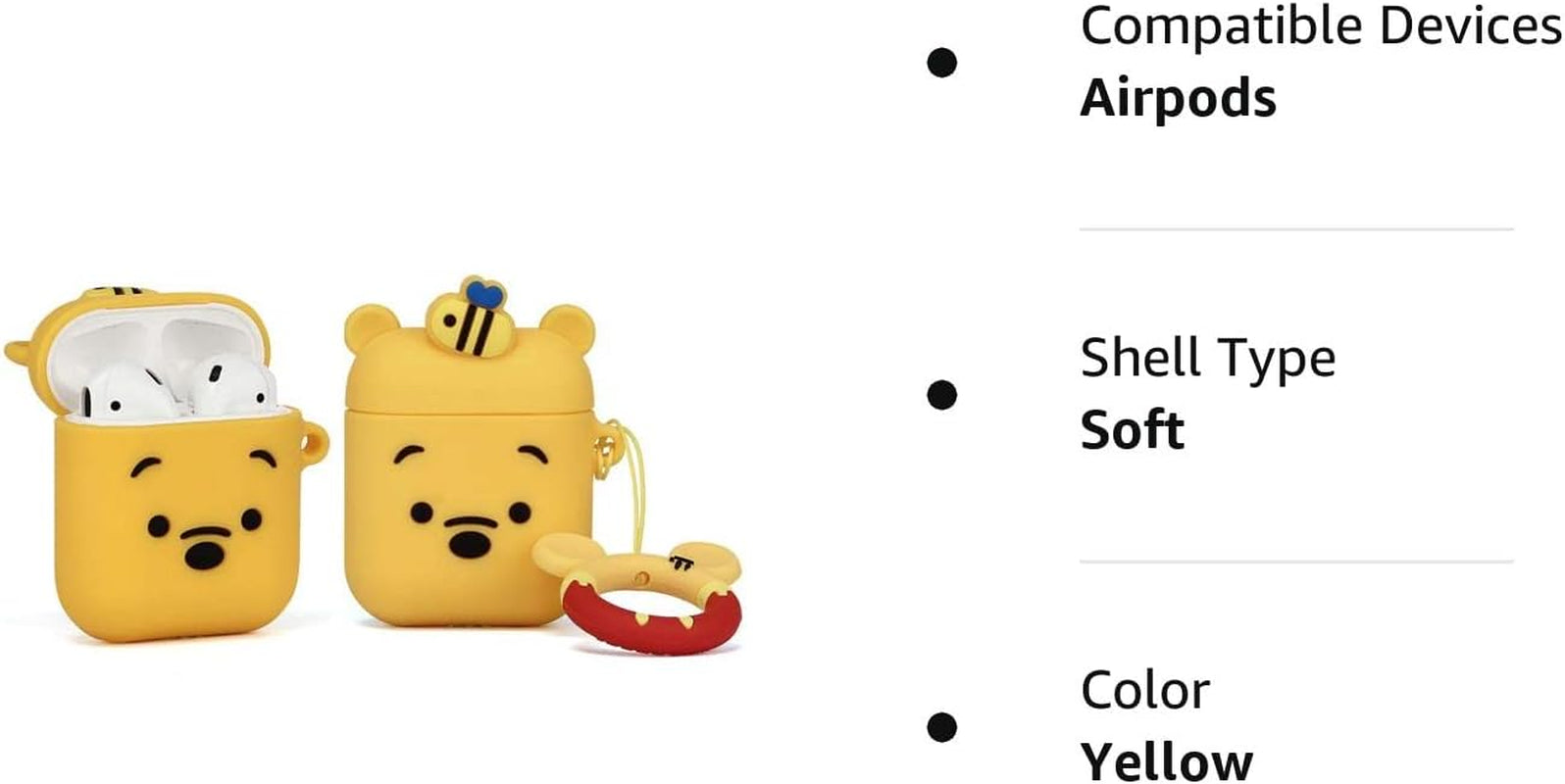 ZAHIUS Silicone Case Funny Cover Compatible for Apple Airpods 1&2[3D Cartoon Pattern][Designed for Kids Girl and Boys](Winnie)  ZAHIUS Direct   