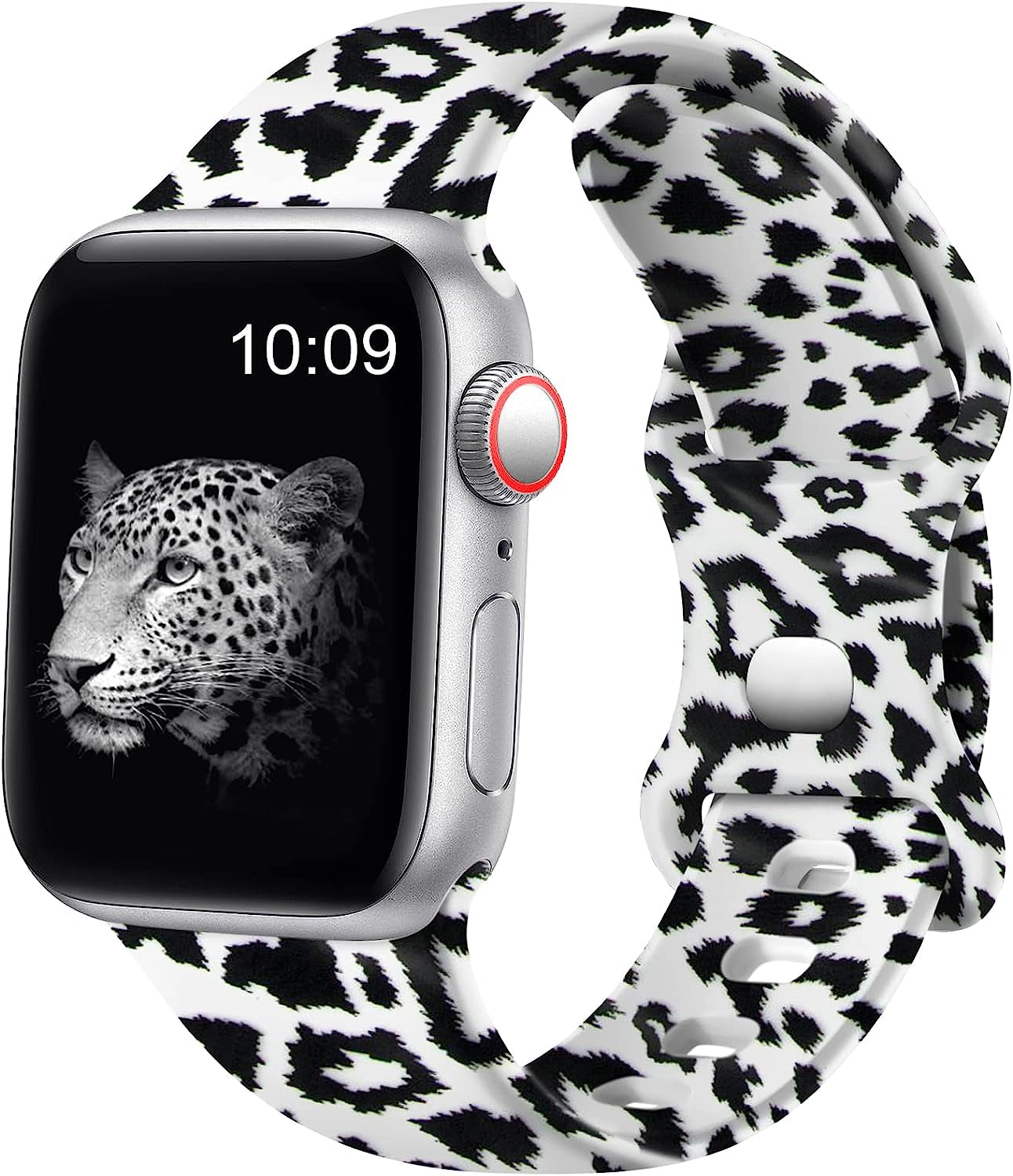 Easuny Compatible with Apple Watch Band 38Mm 40Mm 41Mm 42Mm 44Mm 45Mm 49Mm Women Men, Soft Silicone Double Sided Printed Pattern Sport Replacement Strap Cute for Iwatch SE Series 8 7 6 5 4 3 2 1 Ultra  Easuny Cheetah 38/40/41mm S/M 