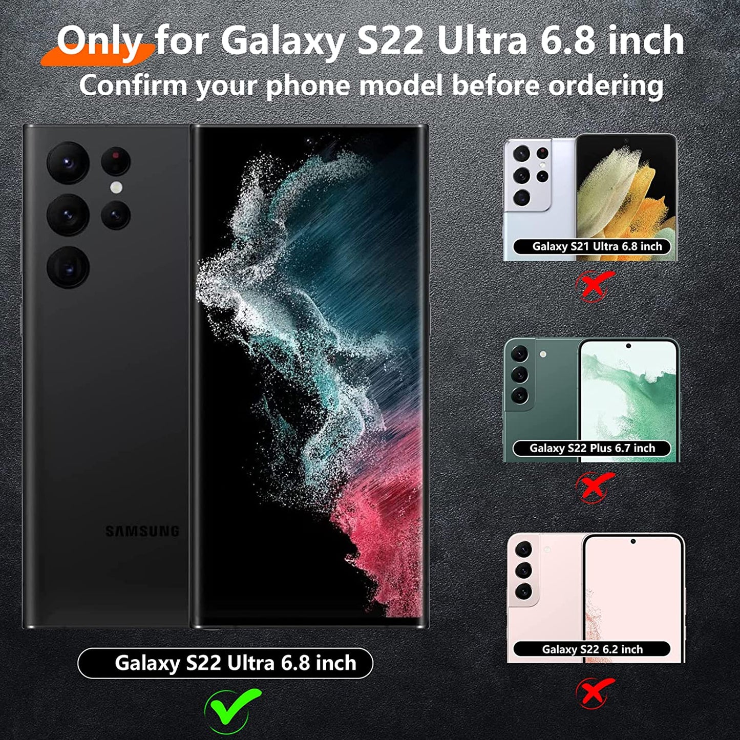 Temdan [Heavy Shockproof for Samsung Galaxy S22 Ultra Case,With 2 Pack [Soft Screen Protector + Camera Lens Protector] [Military Grade Drop Protection] Tough Rugged Full-Body Protection Phone Case Red  Temdan   