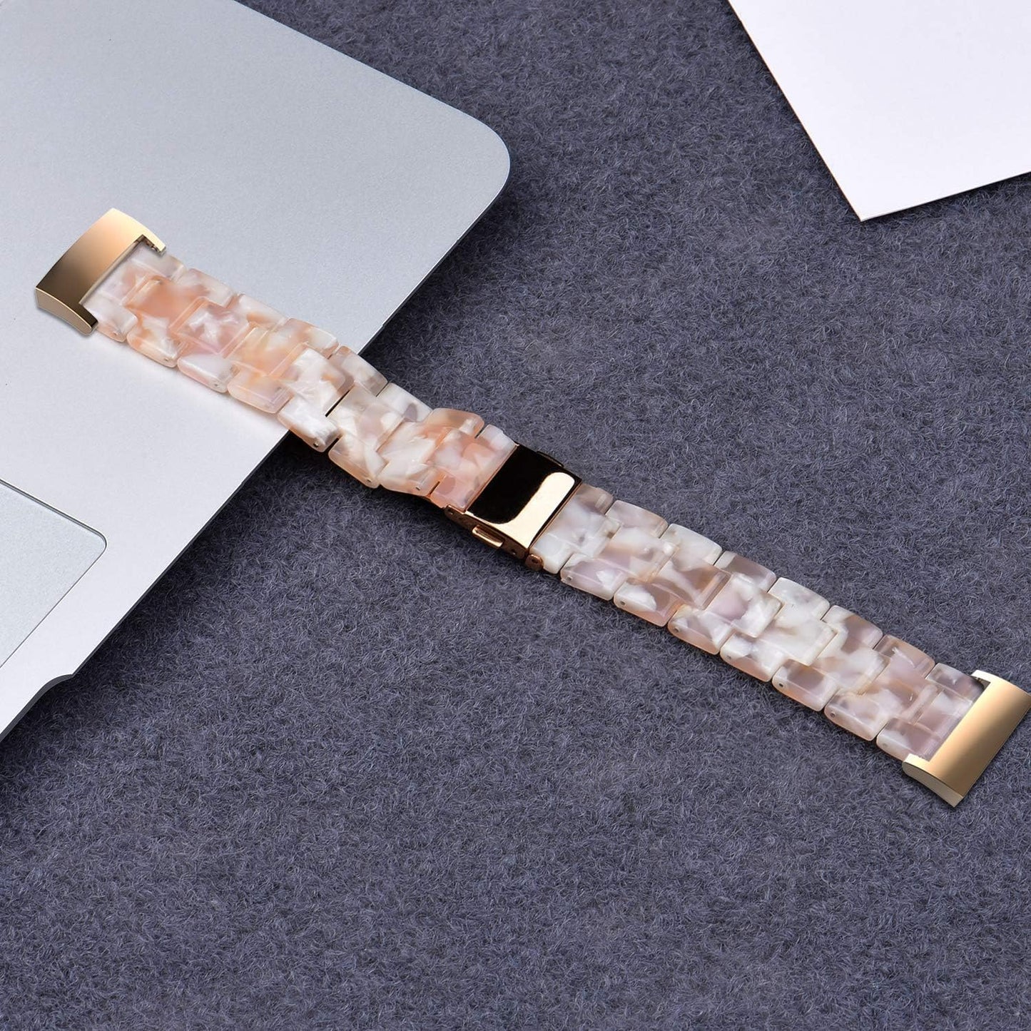 Wongeto Resin Bands Compatible for Fitbit Charge 3 / Charge 4/ Charge 3 SE Band，Replacement Wrist Accessory Rose Gold Buckle Fitness Bands Straps Bracelet Wristbands Women Men (Pink)  Wongeto   