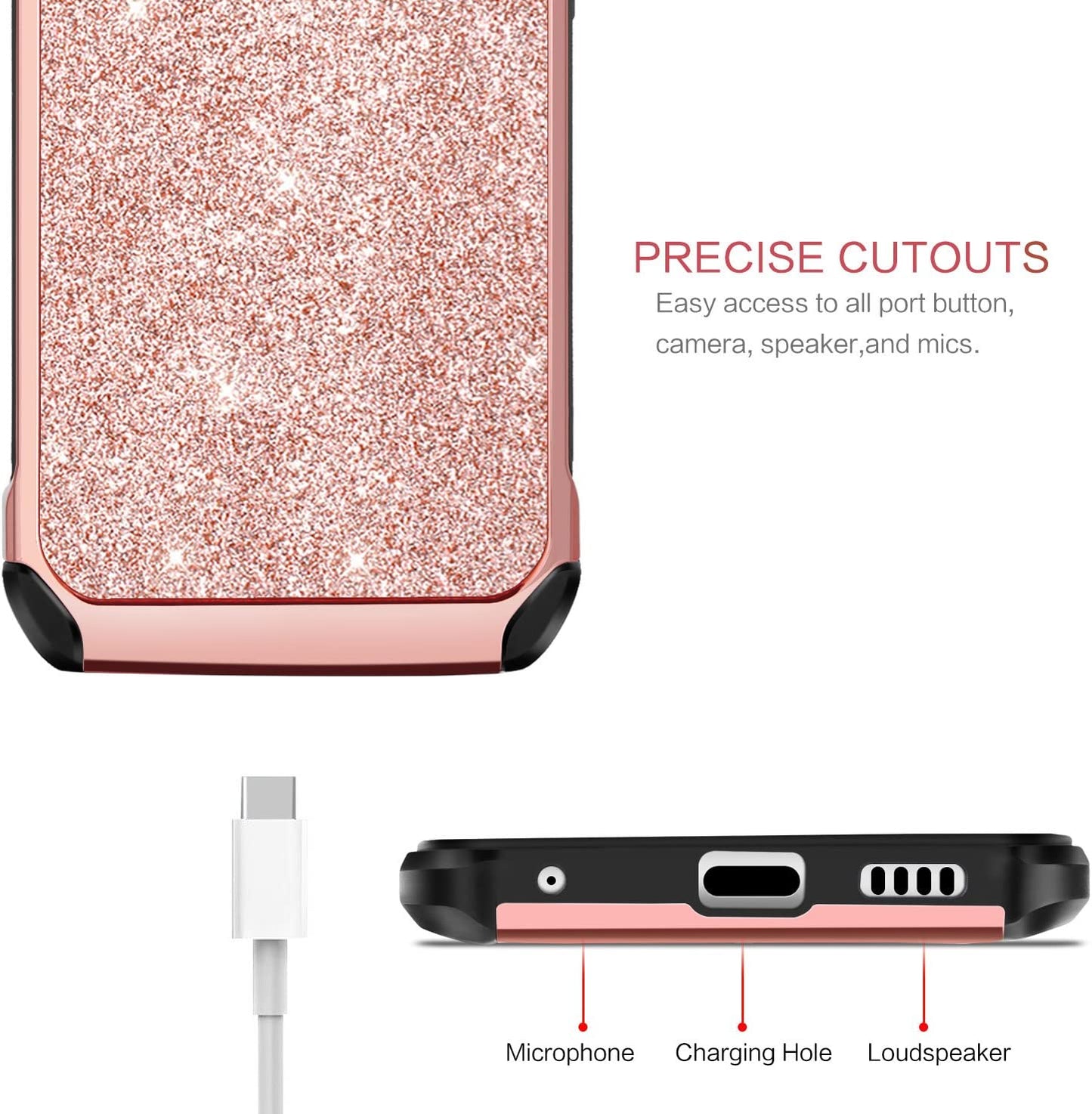 LG V30 Case, LG V30+ Case, LG V35 Thinq Phone Cases, LG V30S Thinq Cell Phone Case, BENTOBEN Slim 2 in 1 Glitter Bling Sparkly Cover, Heavy Duty Shockproof Protective Cases for Women, Gilrs, Rose Gold  BENTOBEN   